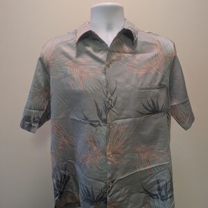 Tori Richard Gray and Pink Tropical Button Down Shirt